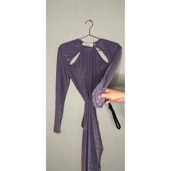 Bronx and Banco Amara Lilac Shimmer Cutout Shoulder Pad Fitted Gown Dress size 4 - Picture 9 of 16